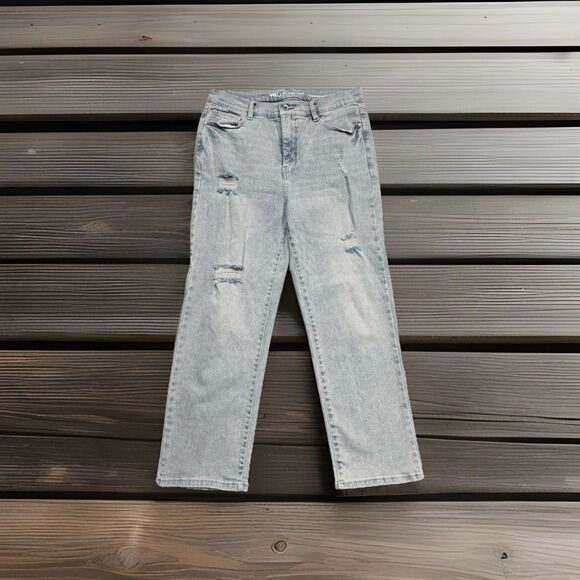 Wallflower Jeans Fearless Curvy Super High Rise Crop 10 (30x25) Blue Distressed - Picture 9 of 10